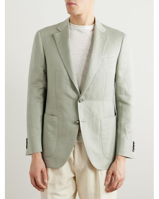 Canali Gray Kei Unstructured Linen And Silk-blend Blazer for men