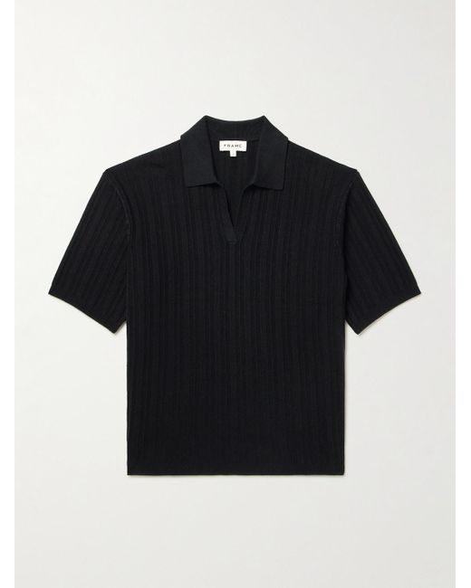 FRAME Polohemd aus einer Seiden-Baumwollmischung mit Streifen in Black für Herren