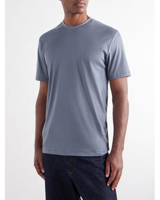 Zimmerli of Switzerland Blue Sea Island Cotton-Jersey T-Shirt for men