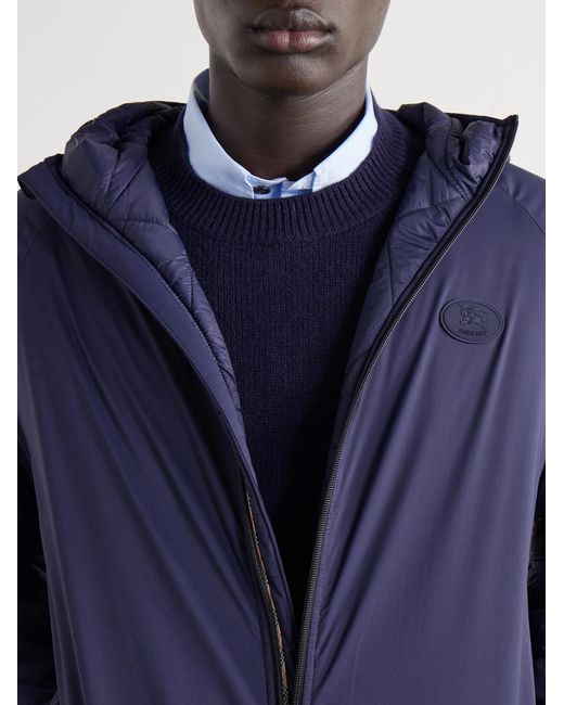 Burberry Blue Logo-Appliquéd Shell Hooded Jacket for men