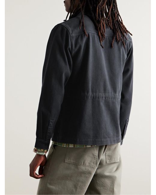 Folk Blue Assembly Cotton-Twill Overshirt for men