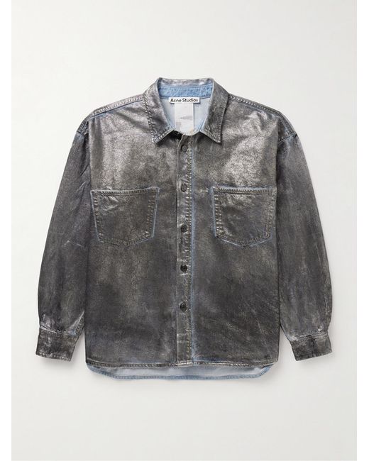 Acne Gray Santo Lunar Coated-Denim Shirt for men