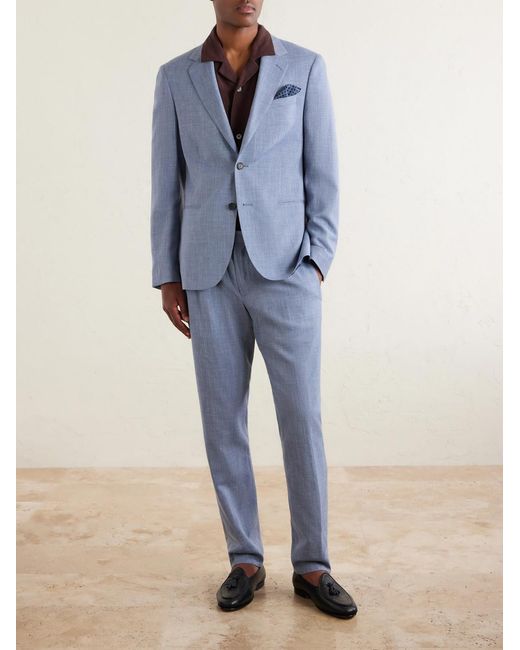 Mr P. Blue Wool, Silk And Linen-Blend Suit Jacket for men