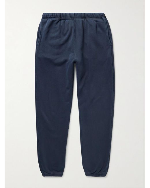 Les Tien Blue Tapered Garment-Dyed Cotton-Jersey Sweatpants for men