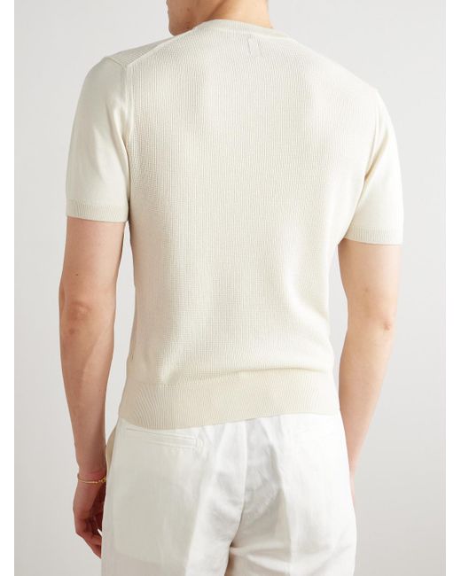 Canali Natural Slim-fit Waffle-knit Cotton And Silk-blend T-shirt for men