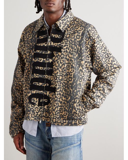 Rhude Multicolor Logo-appliquéd Leopard-print Cotton-twill Bomber Jacket for men