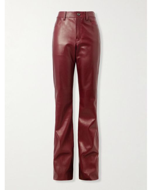 Versace Schmal geschnittene ausgestellte Hose aus Leder in Red für Herren
