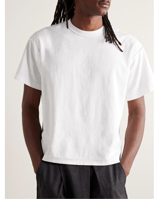John Elliott White Reversed Cropped Cotton-jersey T-shirt for men