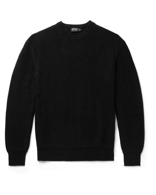 Ermenegildo Zegna Oasi Ribbed Cashmere Sweater in Black for Men | Lyst