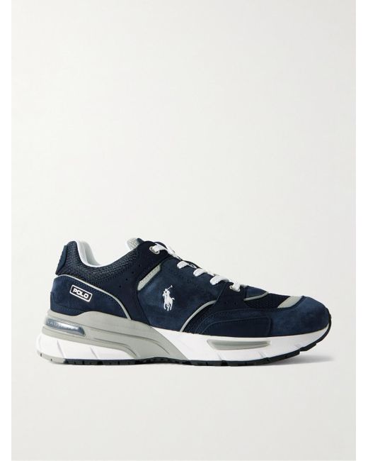 Polo Ralph Lauren Blue Trackster 200 Suede And Mesh Sneakers for men