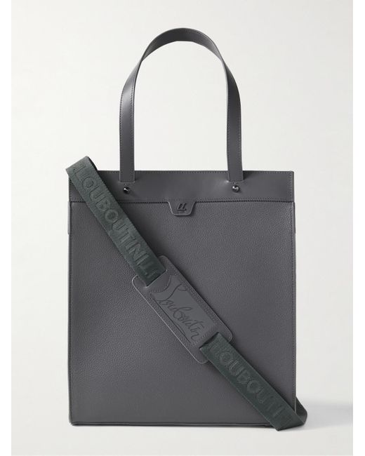 Christian Louboutin Studded Leather And Rubber Tote in Grey for Men ...