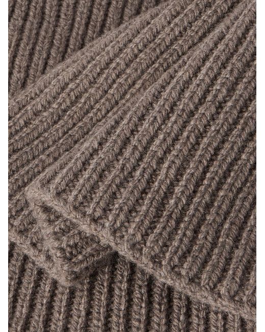 John Smedley Brown Stark Ribbed Recycled-Cashmere And Wool-Blend Scarf for men