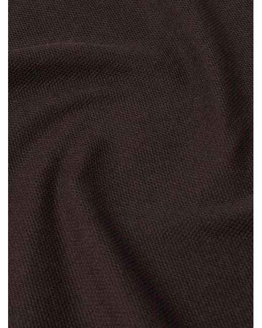 Loro Piana Black Stretch-Cotton Piqué Polo Shirt for men