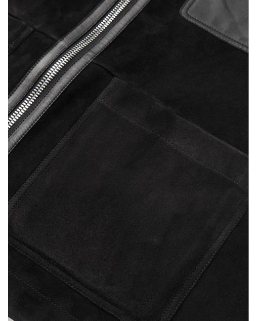 Mr P. Black Leather-Trimmed Suede Jacket for men