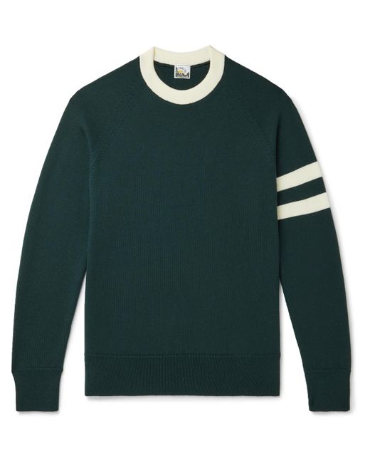 Sunspel Green Paul Weller Striped Merino Wool Sweater for men