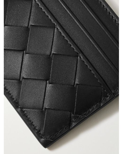 Bottega Veneta Black Intrecciato Leather Cardholder for men
