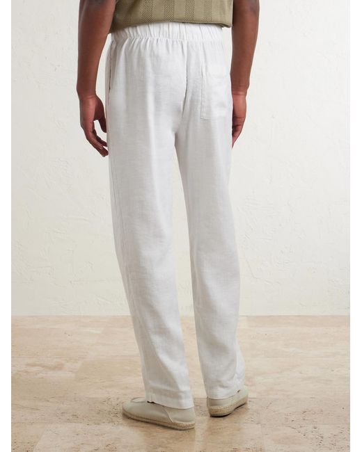 Frescobol Carioca White Luan Straight-Leg Linen And Cotton-Blend Drawstring Trousers for men