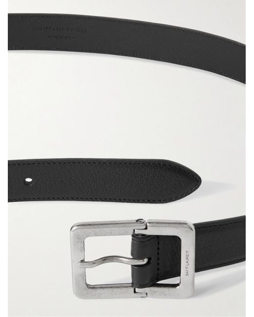 Saint Laurent Black 3cm Full-grain Leather Belt for men