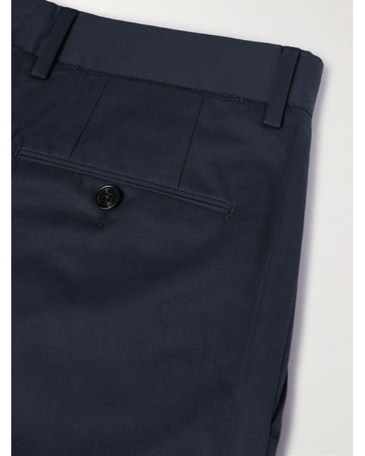 Zegna Blue Straight-leg Stretch-cotton Twill Trousers for men
