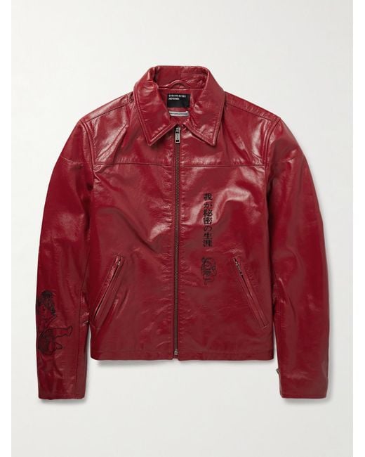 Enfants Riches Deprimes The Bully Distressed Embroidered Tumbled-Leather Jacket for men