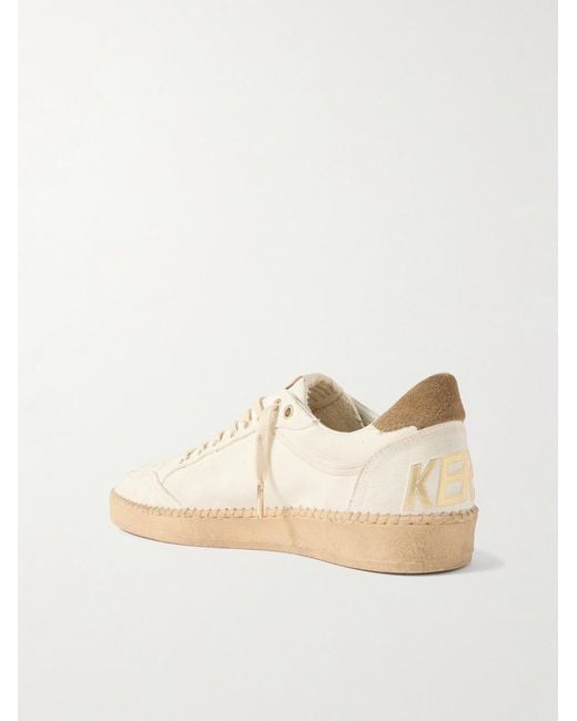 Golden Goose Deluxe Brand Natural Ball Star Distressed Suede-Trimmed Canvas Sneakers for men