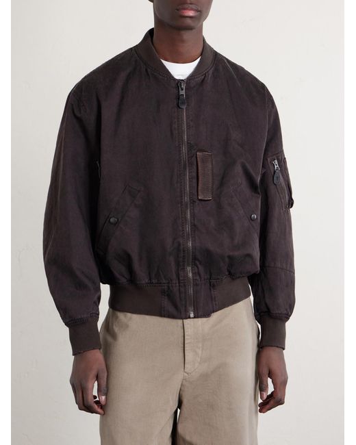 A.PRESSE Black B-15C Cotton And Silk-Blend Bomber Jacket for men