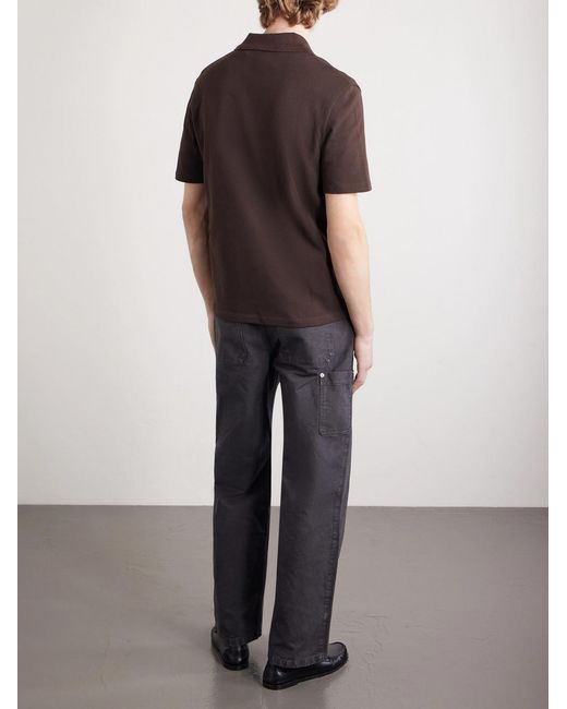Loewe Brown Slim-fit Logo-embroidered Cotton-piqué Polo Shirt for men