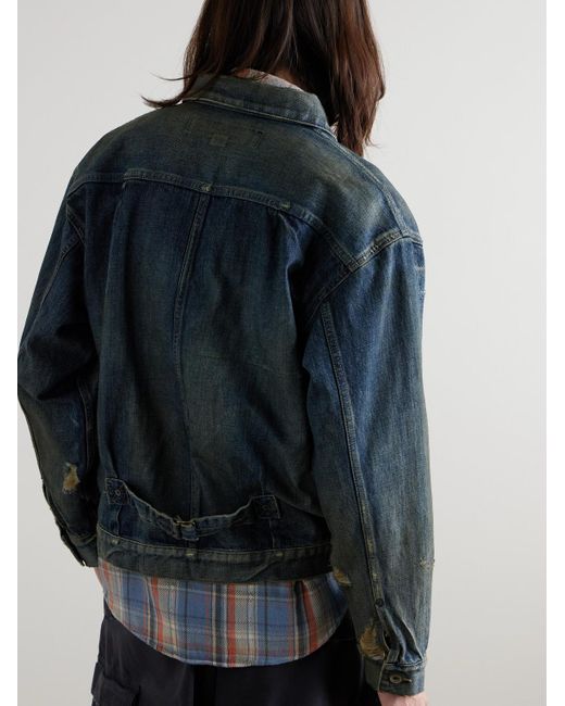 Neighborhood Blue Savage Type-1 Distressed Denim Jacket for men