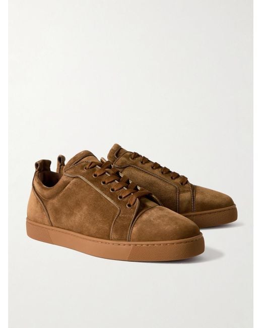 Christian Louboutin Brown Louis Junior Grosgrain-Trimmed Suede Sneakers for men