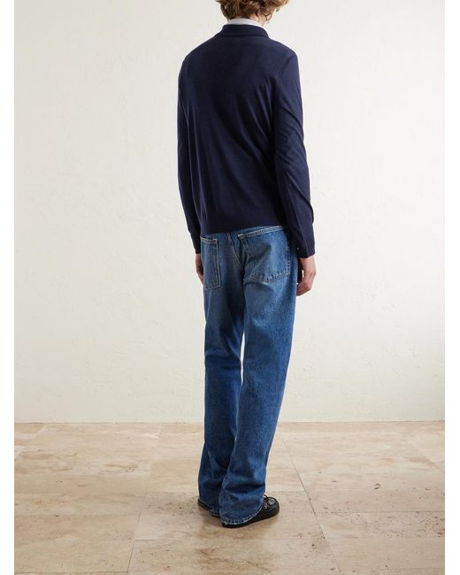 Paul Smith Blue Merino Wool Polo Shirt for men