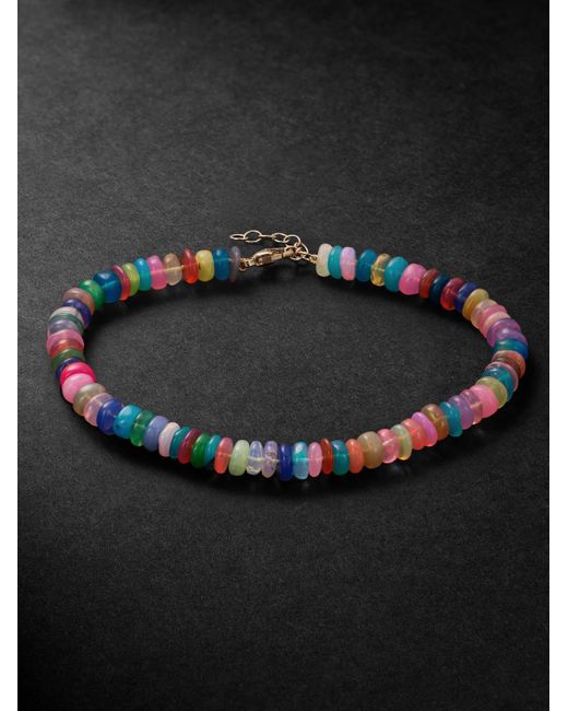 JIA JIA Black Jumbo Gold Opal Beaded Bracelet for men