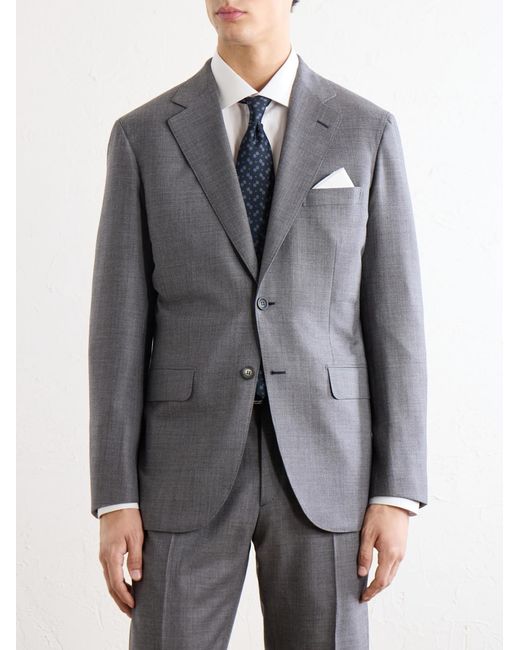 Brioni Gray Plume Wool-Twill Suit Jacket for men