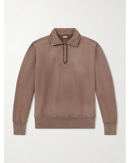 A.PRESSE Brown Half-zip Cotton-jersey Sweatshirt for men