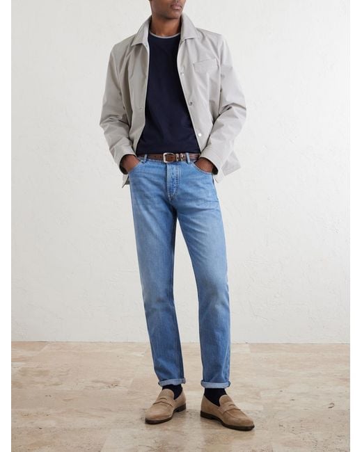 Brunello Cucinelli Blue Layered Cotton-Jersey T-Shirt for men