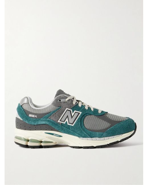 New Balance Green 2002r Leather-trimmed Suede And Mesh Sneakers for men