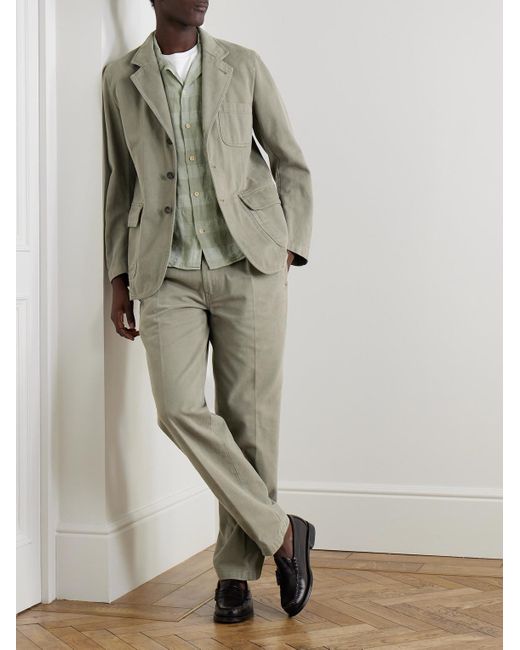 Drake's Gray Games Tapered Pleated Cotton-twill Suit Trousers for men