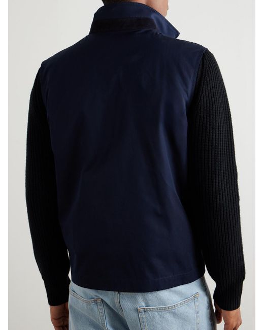 Loro Piana Blue Landon Suede-Trimmed Cotton-Satin Gilet for men