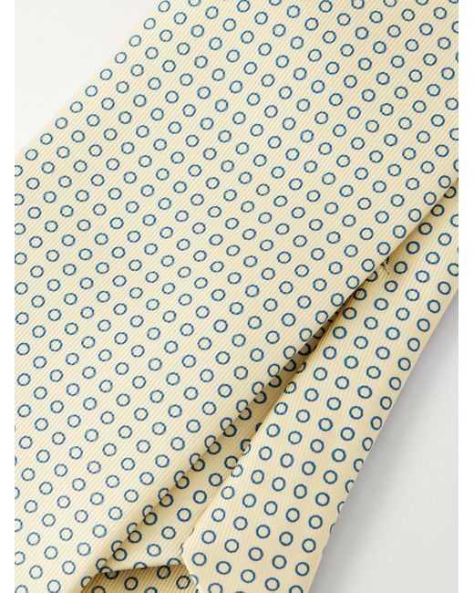 Drake's White 8cm Mini Circles Printed Silk Tie for men
