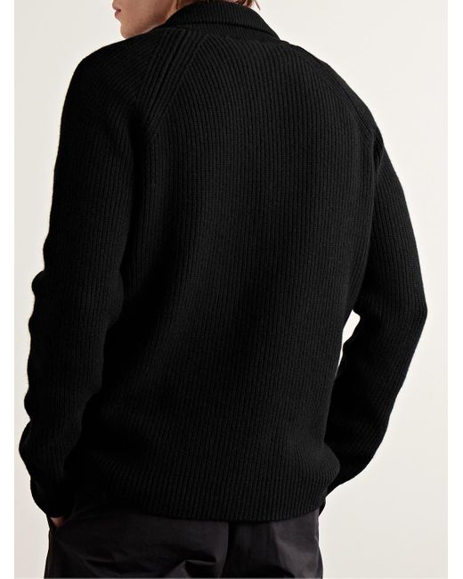 John Smedley Black Thatch Recycled-cashmere And Merino Wool-blend Zip-up Cardigan for men