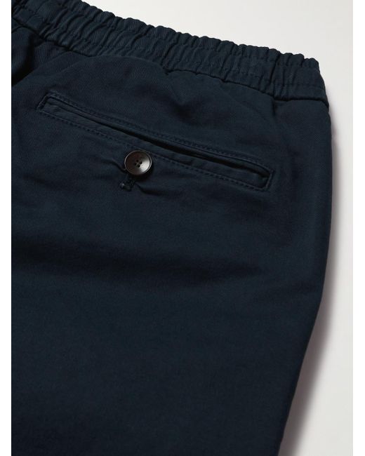 Mr P. Blue Straight-Leg Cotton-Blend Twill Drawstring Trousers for men