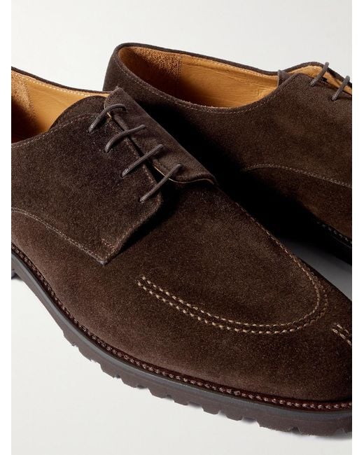 Majordome Brown M32 Split-toe Suede Derby Shoes for men