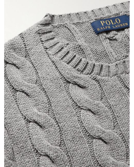 Polo Ralph Lauren Gray Cotton Cable-Knit Sweater for men