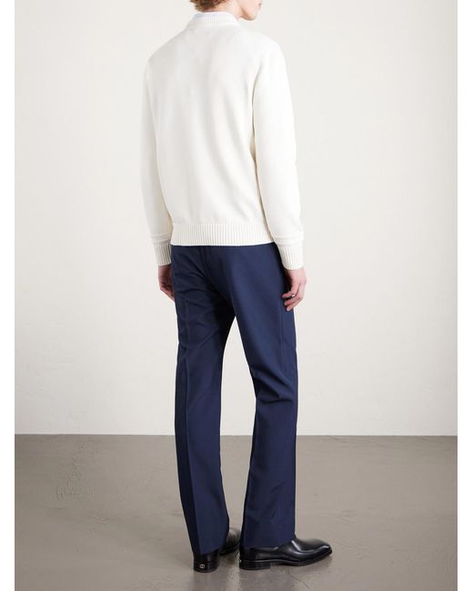 Gucci White Logo-Intarsia Cotton And Wool-Blend Sweater for men