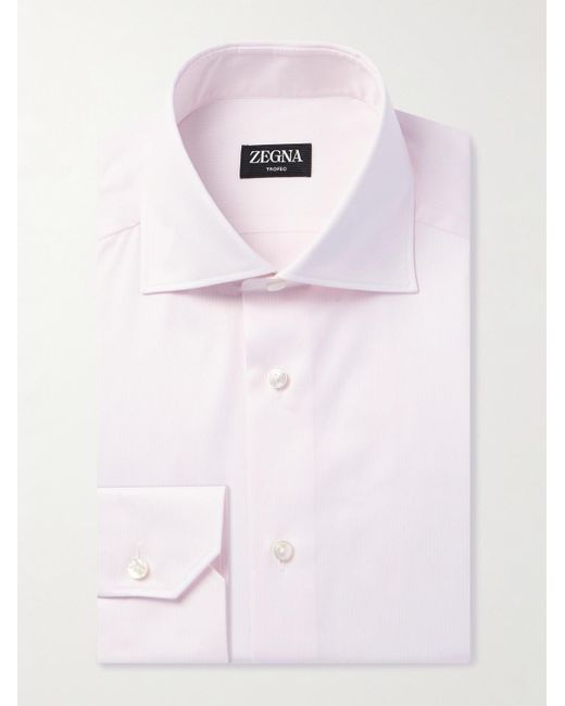 Zegna Pink Cutaway-collar Trofeotm Comfort Shirt for men