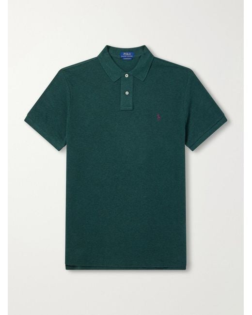 Polo Ralph Lauren Green Logo-Embroidered Cotton-Piqué Polo Shirt for men