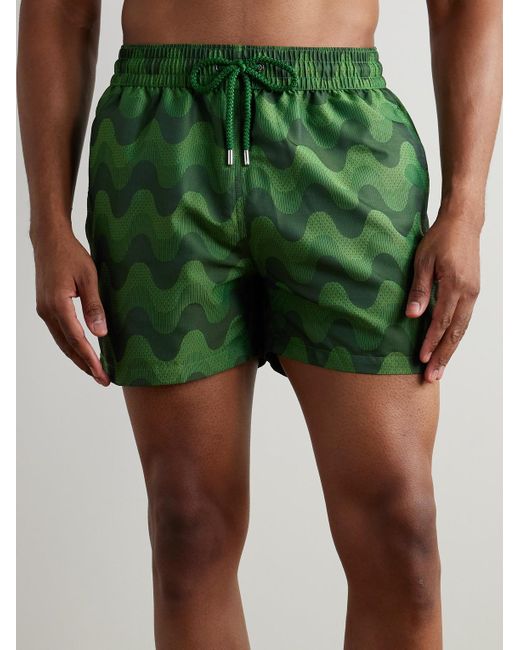 Frescobol Carioca Rio gerade geschnittene mittellange Badeshorts aus recyceltem Material mit Print in Green für Herren