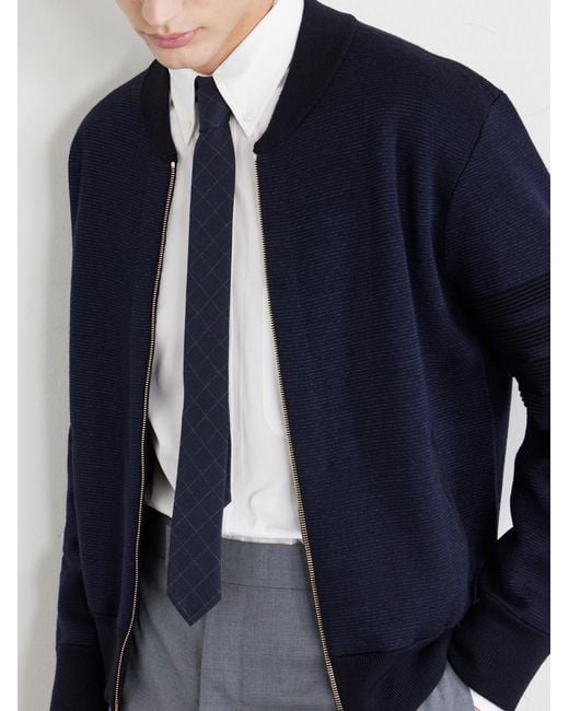 Thom Browne Blue 2Cm Checked Cotton And Wool-Blend Tie for men