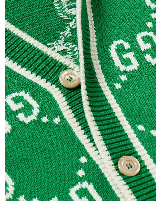 Gucci Cardigan aus Baumwolle mit Intarsienlogomuster in Green für Herren