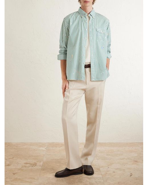 Polo Ralph Lauren Blue Button-down Collar Paint-splattered Cotton-poplin Shirt for men