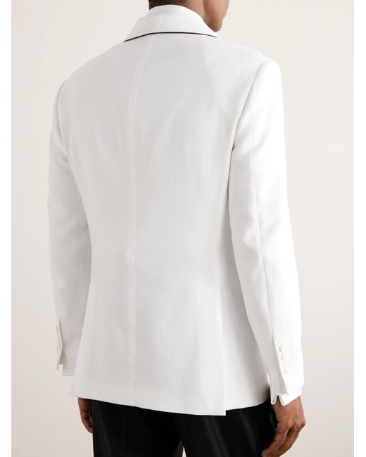 Brunello Cucinelli White Double-breasted Cotton Tuxedo Jacket for men